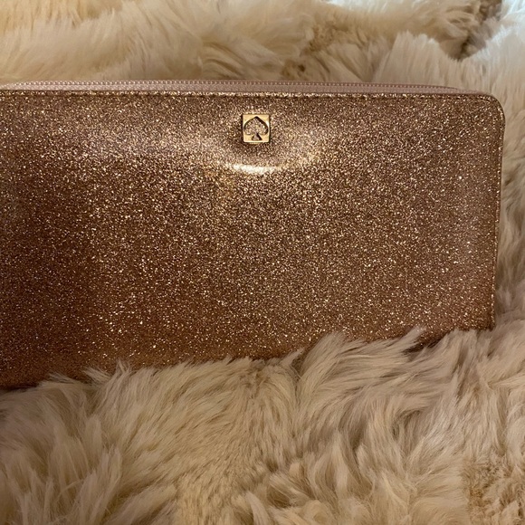 Kate Spade New York Mavis Street Neda Sparkle Rose Gold Wallet, EUC - Picture 1 of 13